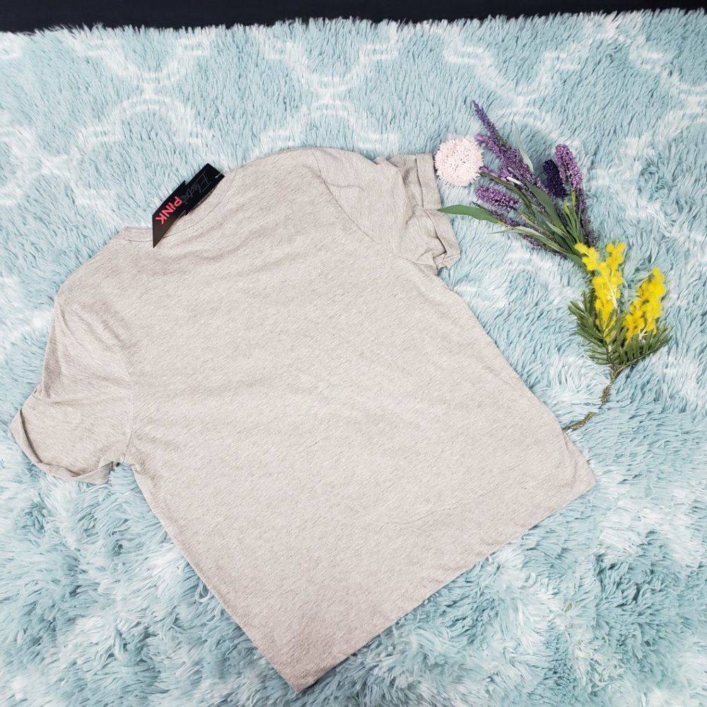 Gray PINK Rhinestones Crystals T-shirt Size S - Picture 4 of 4